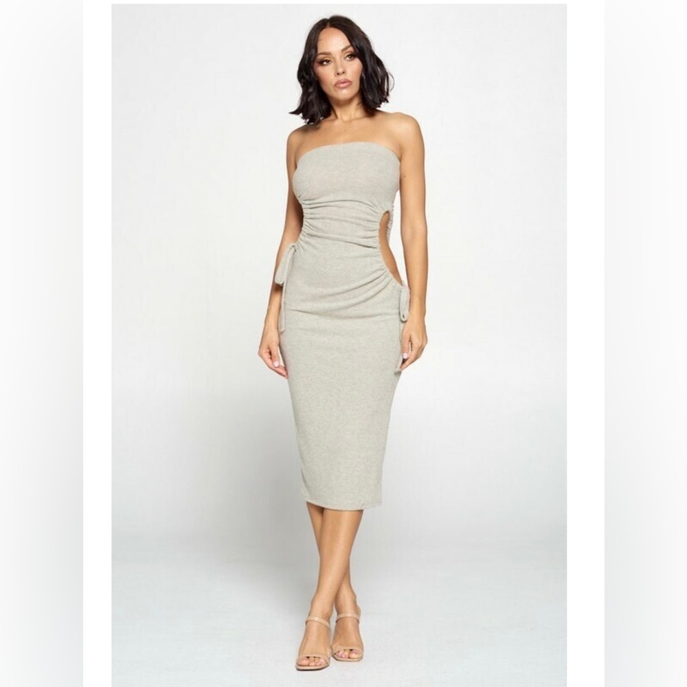 Strapless Side Cutout Bodycon Dress